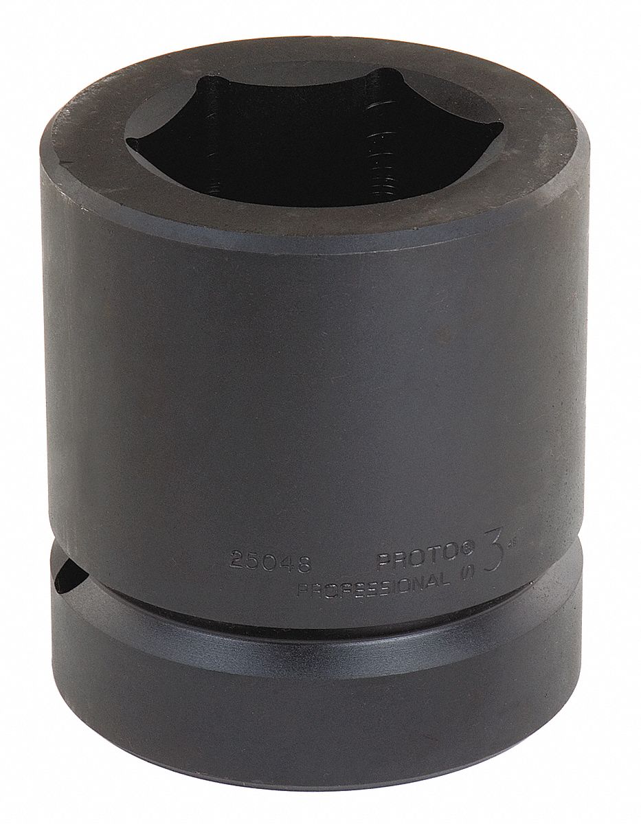 Impact Socket: 2 1/2 in Drive Size, SAE, 4 1/4 in Socket Size, 6-Point, Std, Black Oxide