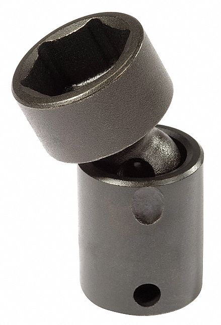 Flex Impact Socket: 1/2 in Socket Size, 6-Point, Std, Black Oxide, Not Tether Capable, SAE