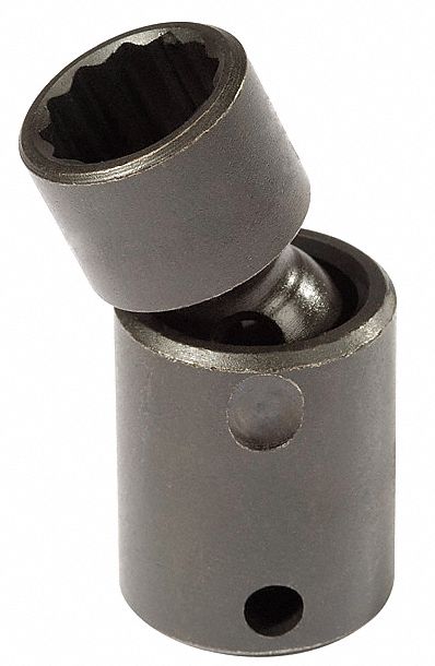 Flex Impact Socket: 15 mm Socket Size, 12-Point, Std, Black Oxide, Not Tether Capable, Metric