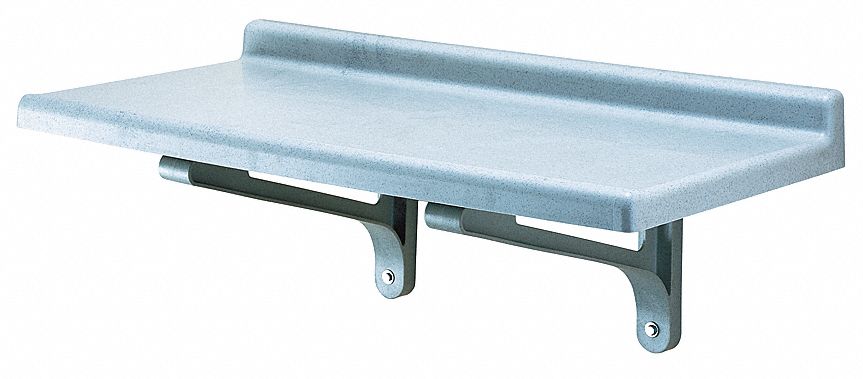 Wall Shelf: Solid Shelf, 36 in x 18 in x 13 1/2 in, Gray, 150 lb Load Capacity per Shelf