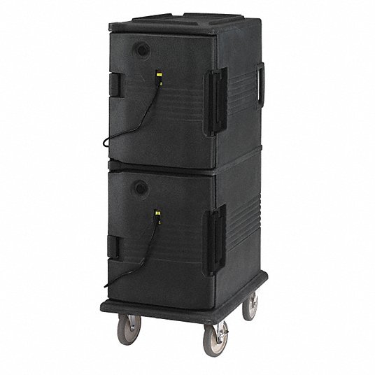 Heated Transport Cart: 20-1/2 x 27-1/8 x 54 in External Dimensions, Black