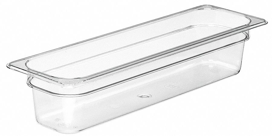 Food Pan: Half Size Long, Rectangular, 5.3 qt Capacity, NSF Certified, 20 7/8 in Overall Lg
