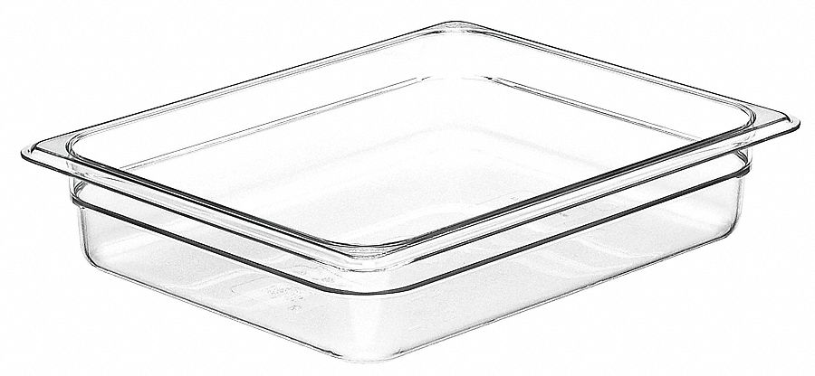 Food Pan: Half Size, Rectangular, 4.1 qt Capacity, NSF Certified, 12 3/4 in Overall Lg