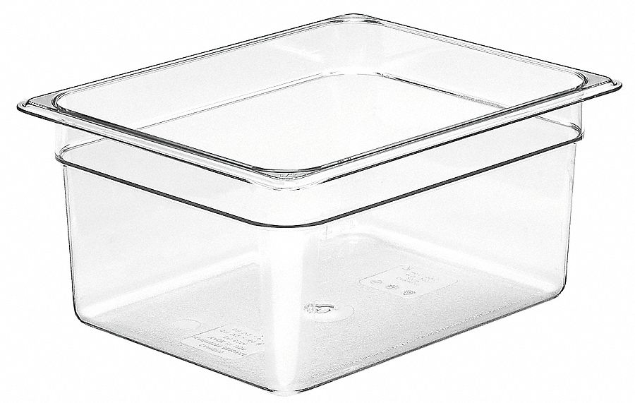 Food Pan: Half Size, Rectangular, 9.4 qt Capacity, NSF Certified, 12 3/4 in Overall Lg