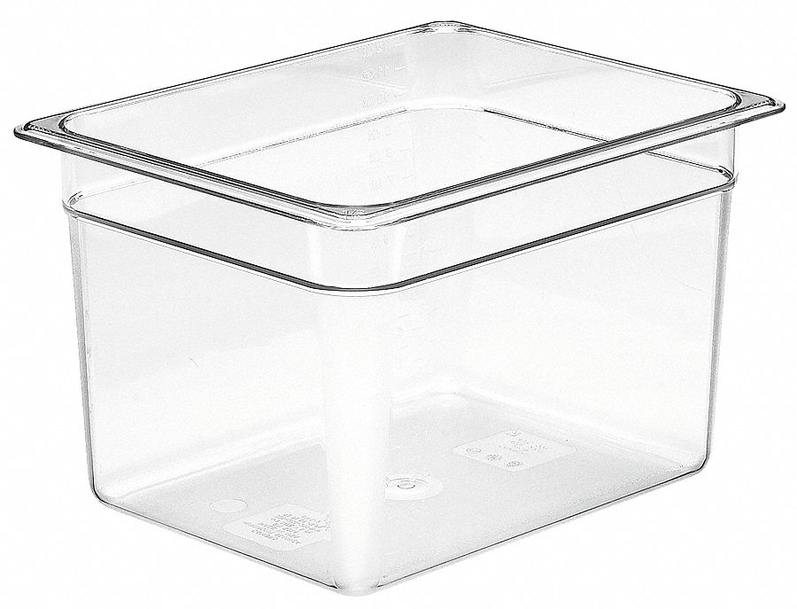 Food Pan: Half Size, Rectangular, 12.4 qt Capacity, NSF Certified, 12 3/4 in Overall Lg