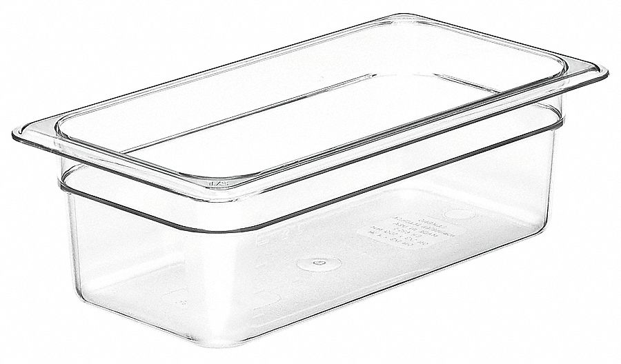 Food Pan: Third Size, Rectangular, 3.8 qt Capacity, NSF Certified, 12 3/4 in Overall Lg