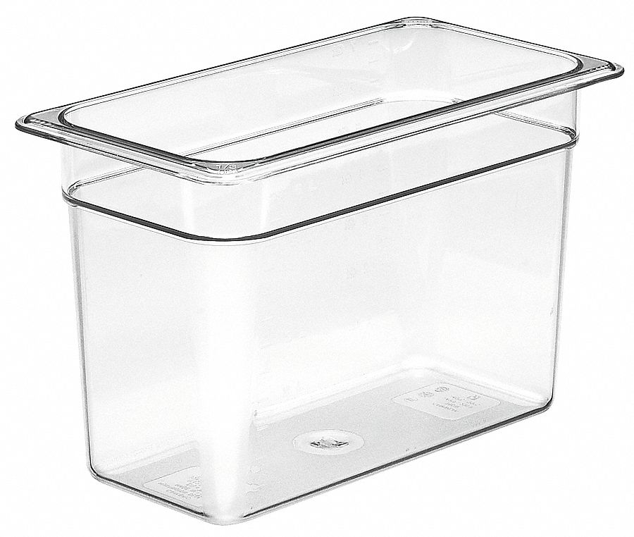 Food Pan: Third Size, Rectangular, 7.3 qt Capacity, NSF Certified, 12 3/4 in Overall Lg