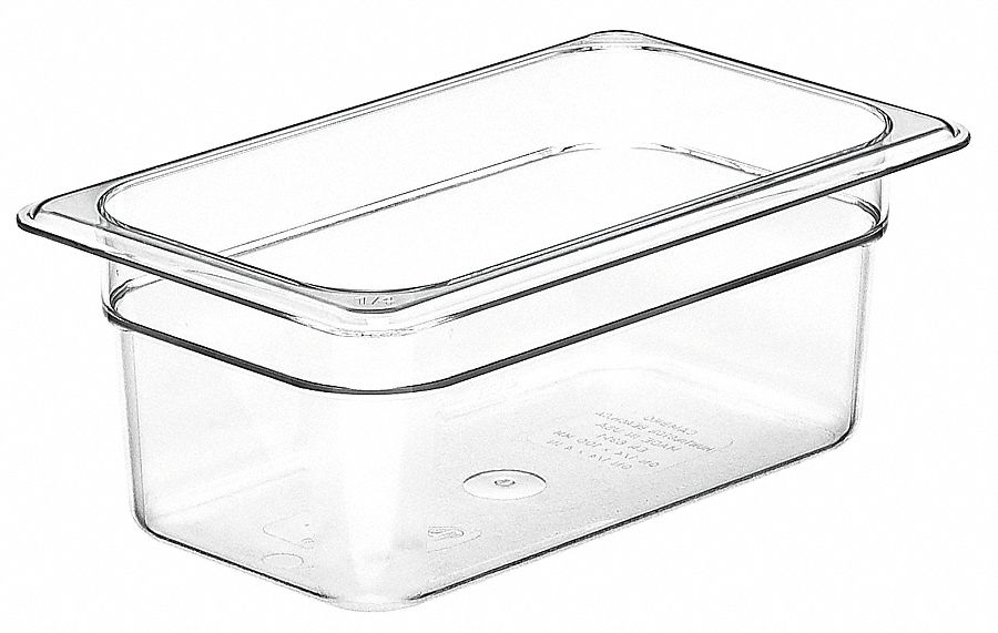 Food Pan: Fourth Size, Rectangular, 2.7 qt Capacity, NSF Certified, 10 7/16 in Overall Lg