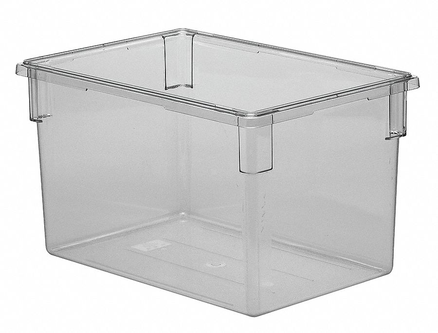 Food Storage Box: 88 qt Capacity, Clear Body, Polycarbonate, 15 in Overall Ht, NSF Certified