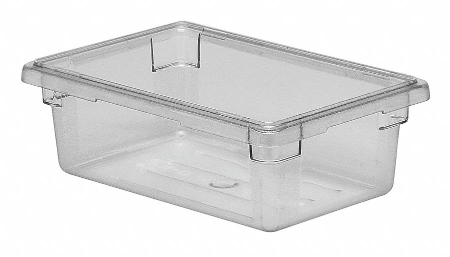 Food Storage Box: 12 qt Capacity, Clear Body, Polycarbonate, 6 in Overall Ht, Includes Handle