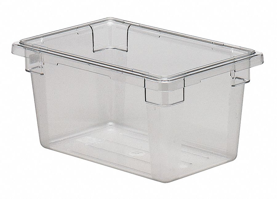 Food Storage Box: 19 qt Capacity, Clear Body, Polycarbonate, 9 in Overall Ht, Includes Handle
