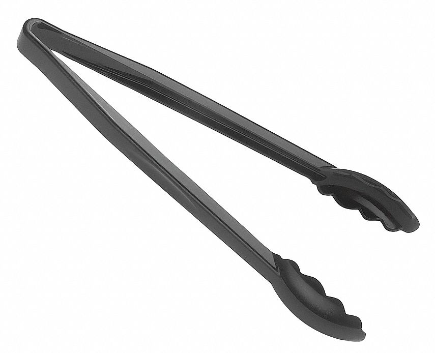 Serving Tongs: 12 in Overall Lg, Black, NSF Certified, Black, Plastic, Dishwasher Safe