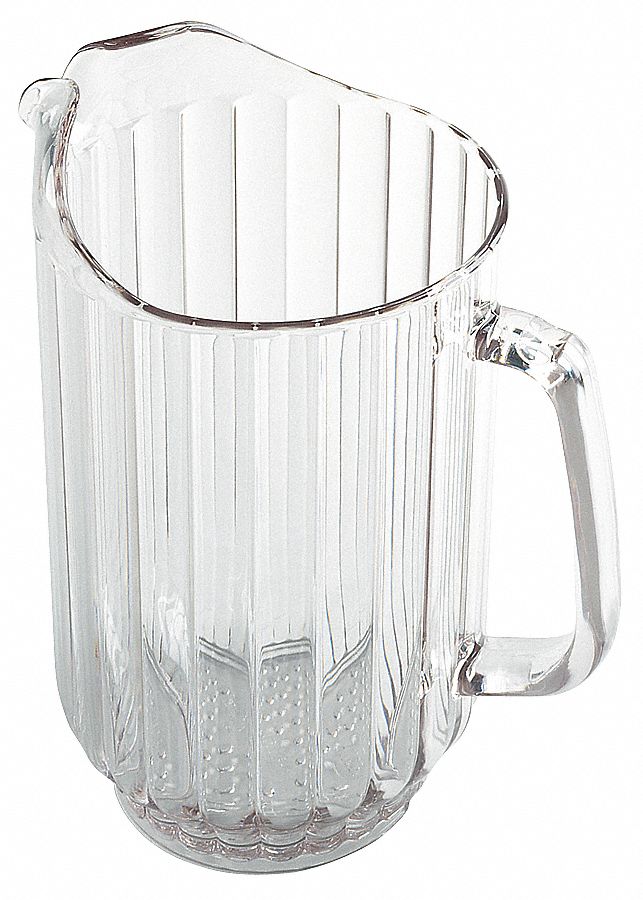 Pitcher: 60 oz Capacity, Clear, Plastic, NSF Certified
