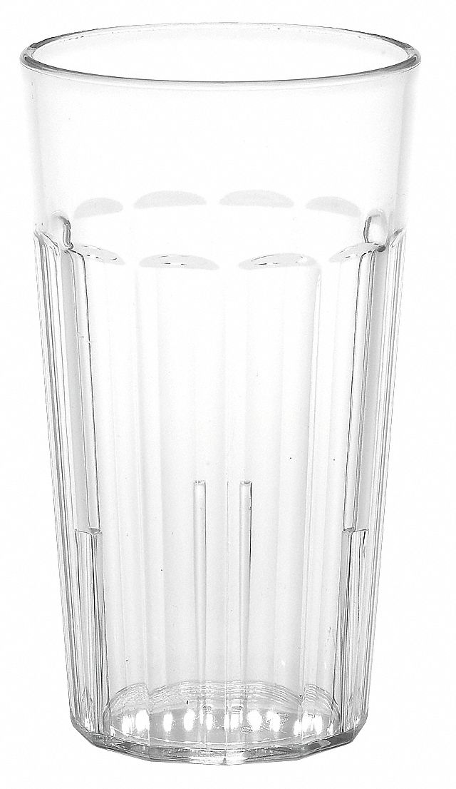 Tumbler: Sani Rim, 12.6 fl oz Capacity, Clear, Plastic, 3 in Dia, 5 1/8 in Overall Ht, Clear