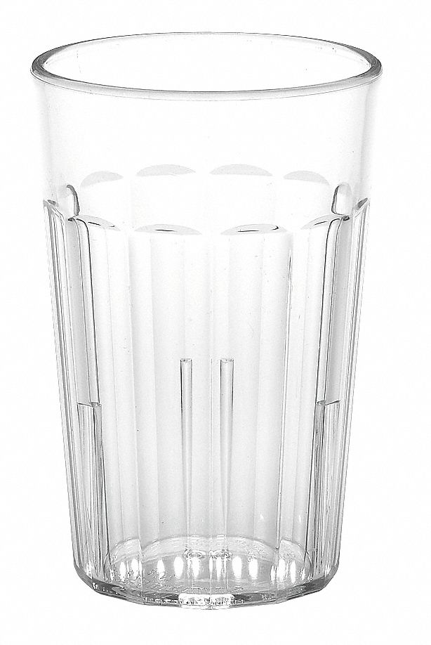 Tumbler: Sani Rim, 7.7 fl oz Capacity, Clear, Plastic, 2 3/4 in Dia, 4 in Overall Ht, Clear