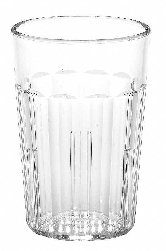 Tumbler: Sani Rim, 6.4 fl oz Capacity, Clear, Plastic, 2 1/2 in Dia, 3 3/4 in Overall Ht