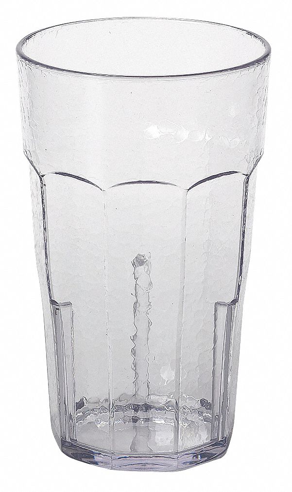 Tumbler: Classic, 22 fl oz Capacity, Clear, Plastic, 3 3/4 in Dia, 6 1/8 in Overall Ht, Clear