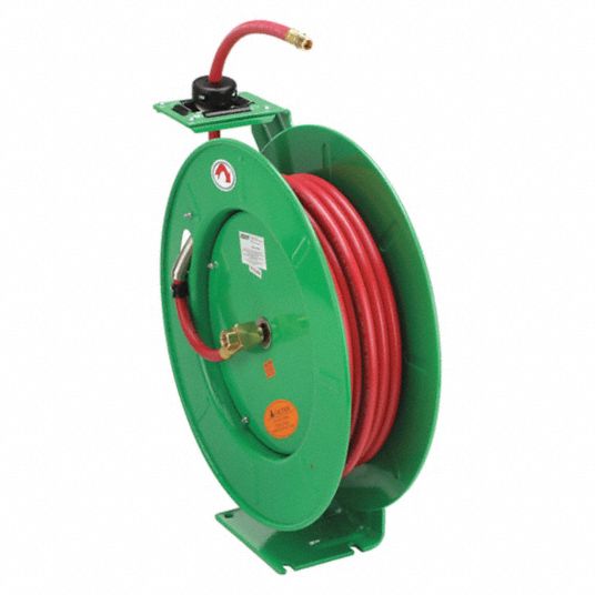 50 ft (3/8 in I.D.), 3/8 in MNPT, Spring Return Hose Reel - 4UKX5