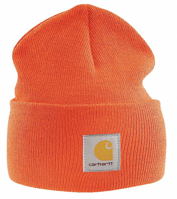 CARHARTT Hat: Watch Cap, Orange, Universal, Hat, Acrylic, Ears/Head ...