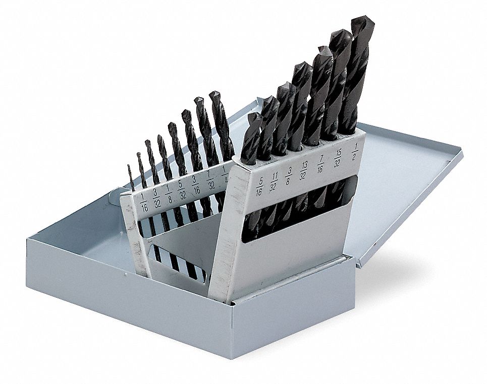 WESTWARD Jobber Drill Bit Set, Number of Drill Bits 15, Drill Bit Point Angle 135 ° 5UDN8