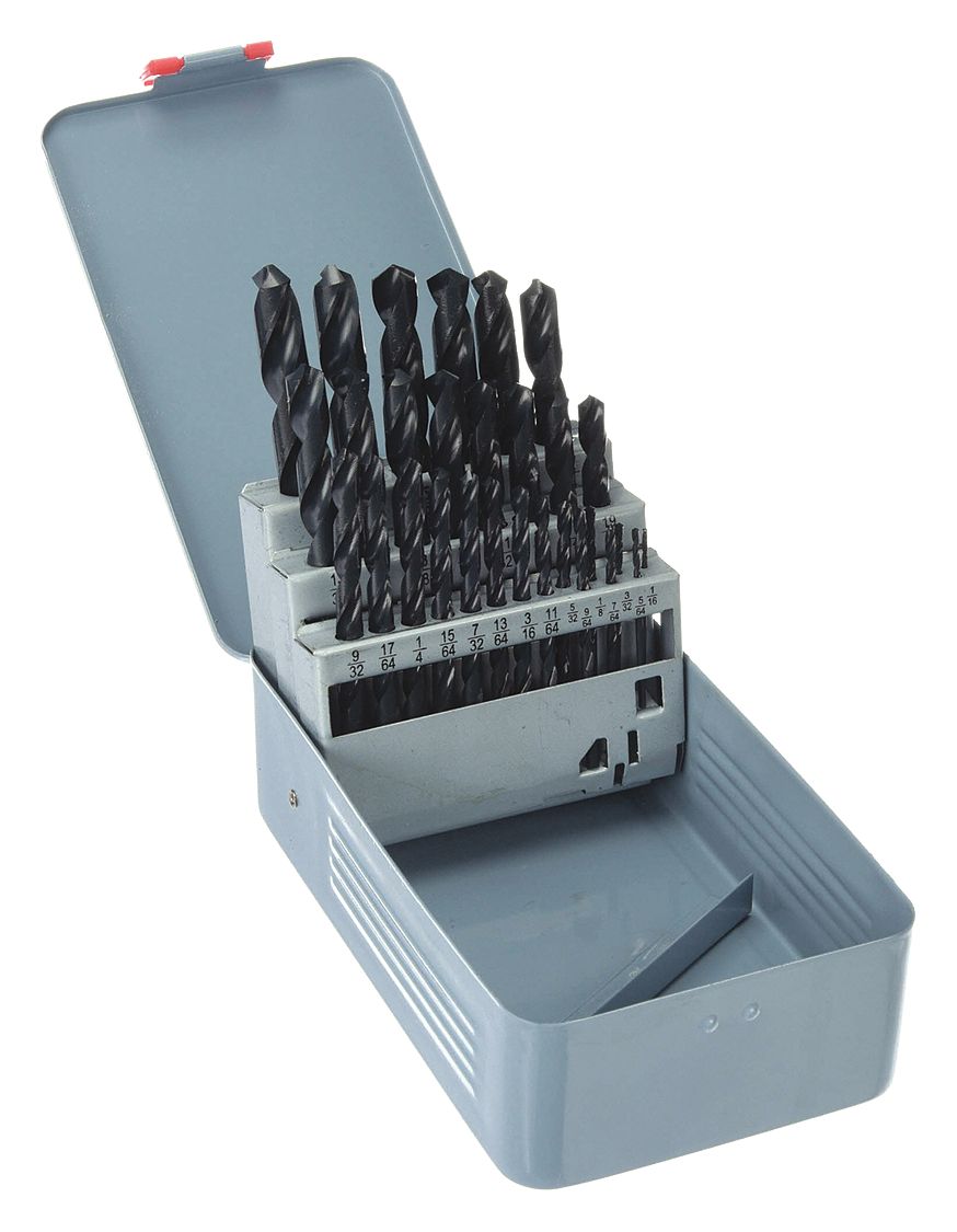 JOBBER LENGTH DRILL BIT SET, 1/16 IN SMALLEST BIT, ½ IN LARGEST BIT, HSS