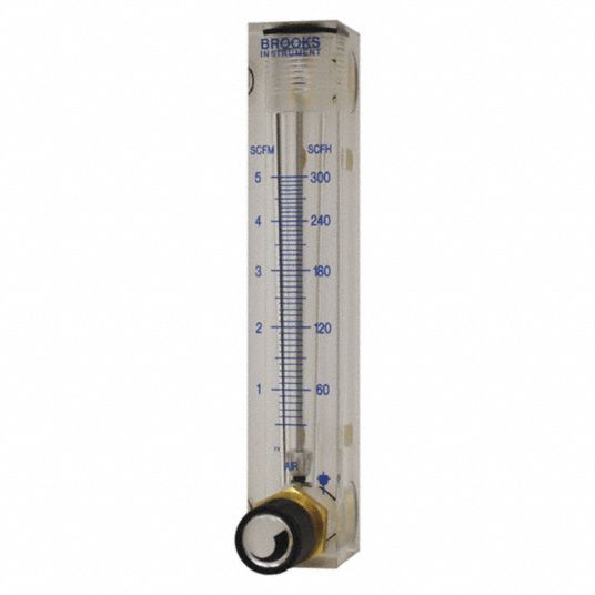 BROOKS Mechanical Flowmeter 1/4 in Connection Size, FNPT, Air, 100 psi Max. Pressure, 0.5 to 5