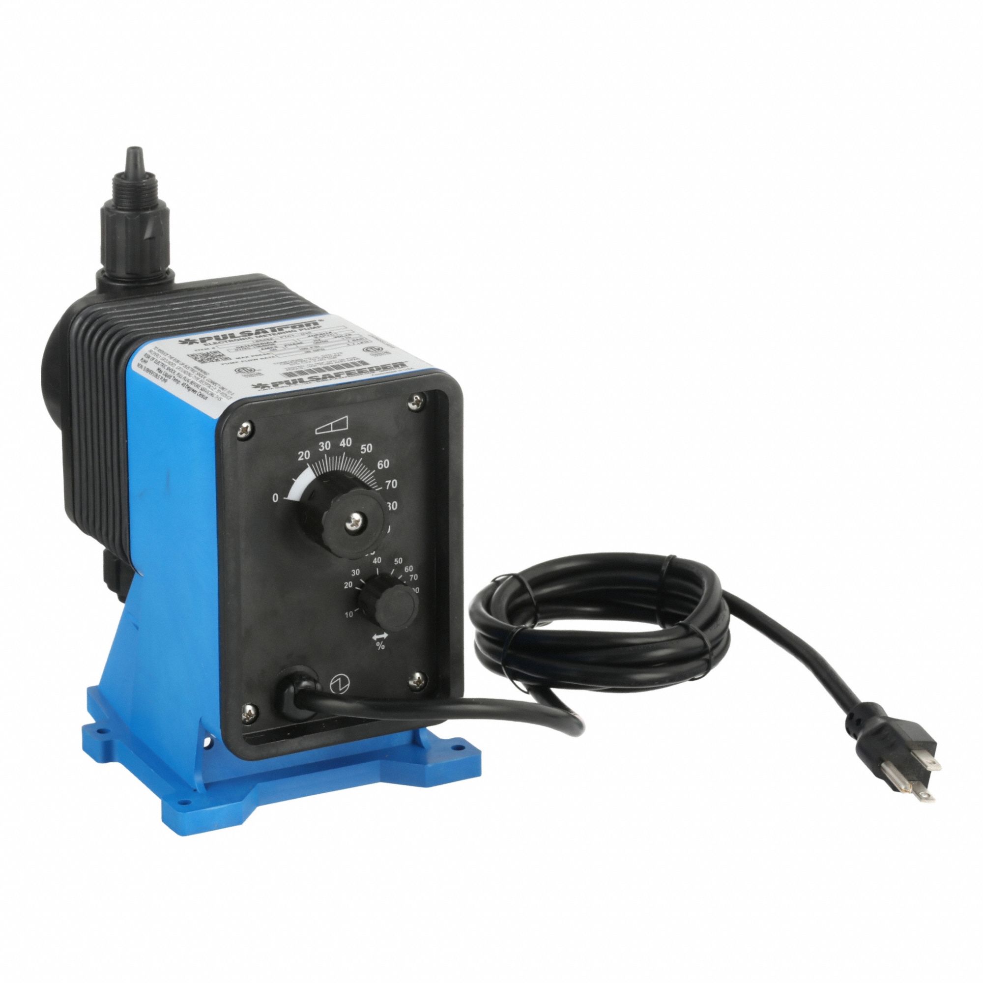 Chemical Metering Pump: Solenoid, 115V AC, 1/5 hp HP, PP Head, CSPE/PTFE Diaphragm, 100:1