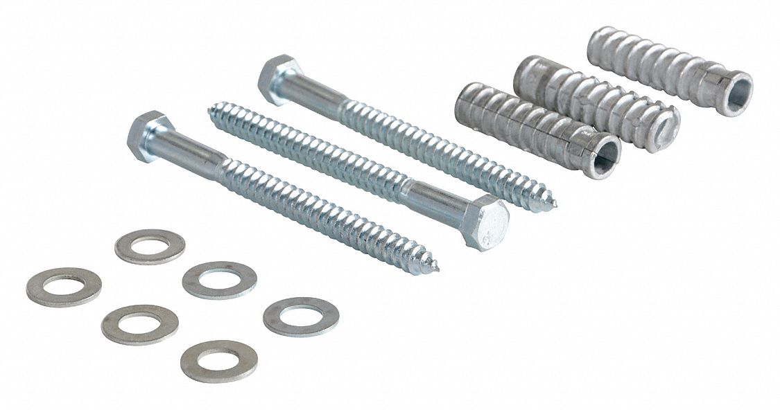 Concrete Installation Kit: Concrete, (3) Anchors/(3) Bolts, Silver