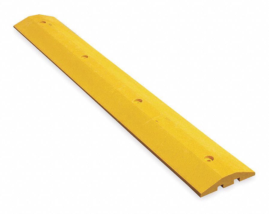 SPEED BUMP, YELLOW, PLASTIC, 2 IN HEIGHT, 72 IN LENGTH, INCLUDES CONCRETE HARDWARE KIT