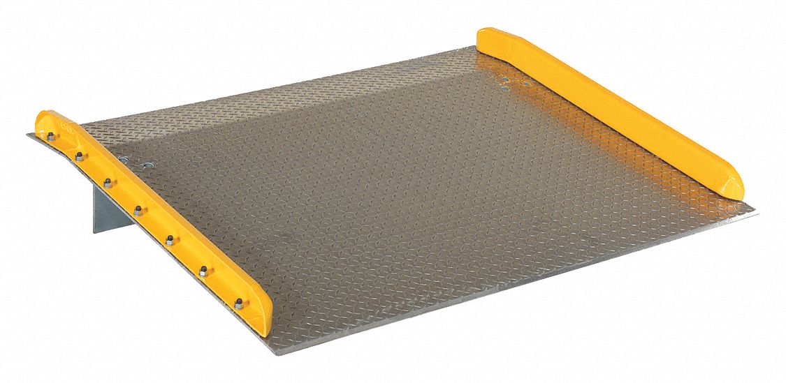 ALUMINUM TRUCK DOCKBOARD WITH STEEL SAFETY CURB, 60 IN W X 48 IN L, ALUMINUM, 3 IN SIDE RAIL HEIGHT