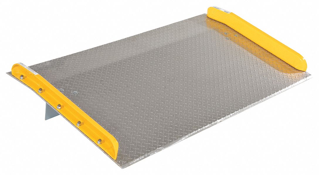 ALUMINUM TRUCK DOCKBOARD WITH STEEL SAFETY CURB, 60 IN W X 36 IN L, ALUMINUM, 3 IN SIDE RAIL HEIGHT