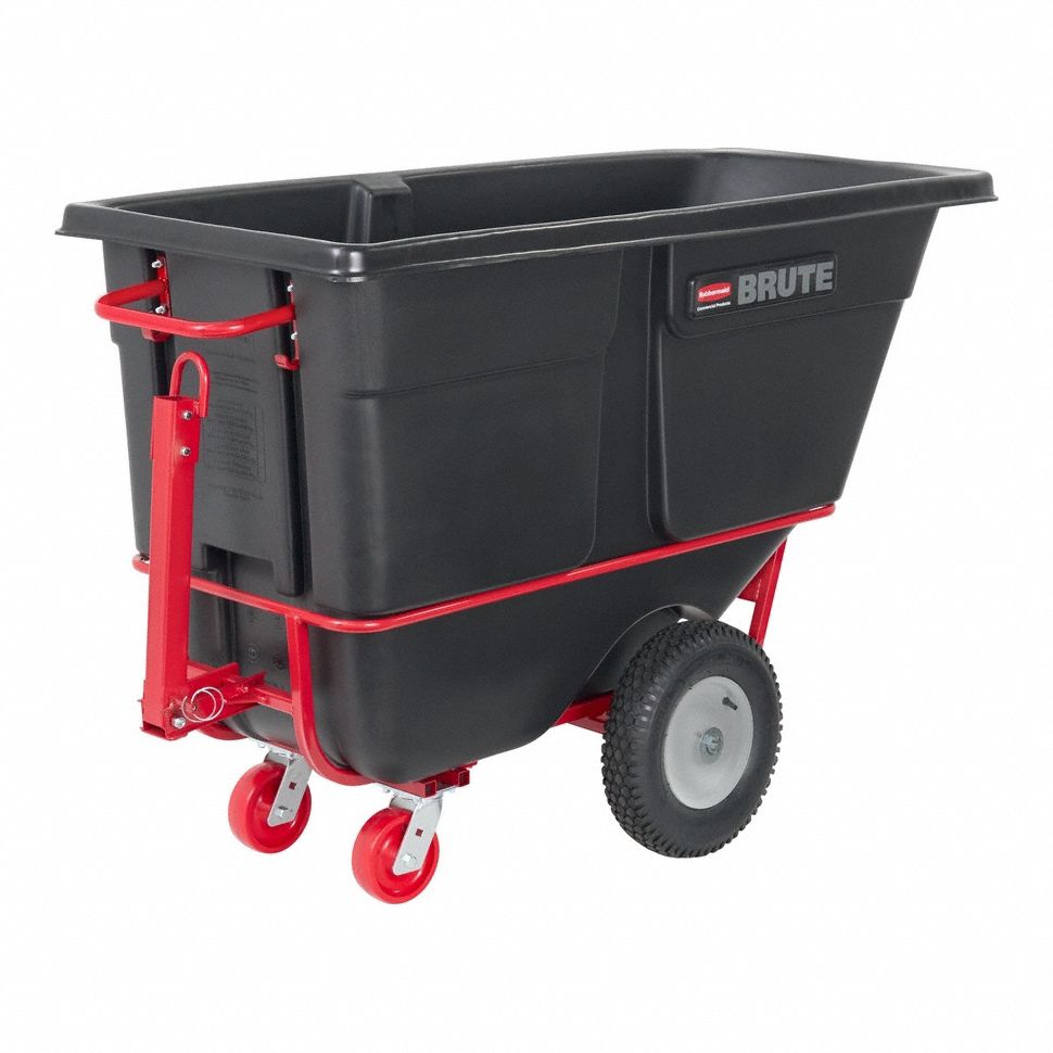 Towable Plastic Tilt Truck: 27 cu ft Cubic Foot Capacity, Black, Flat