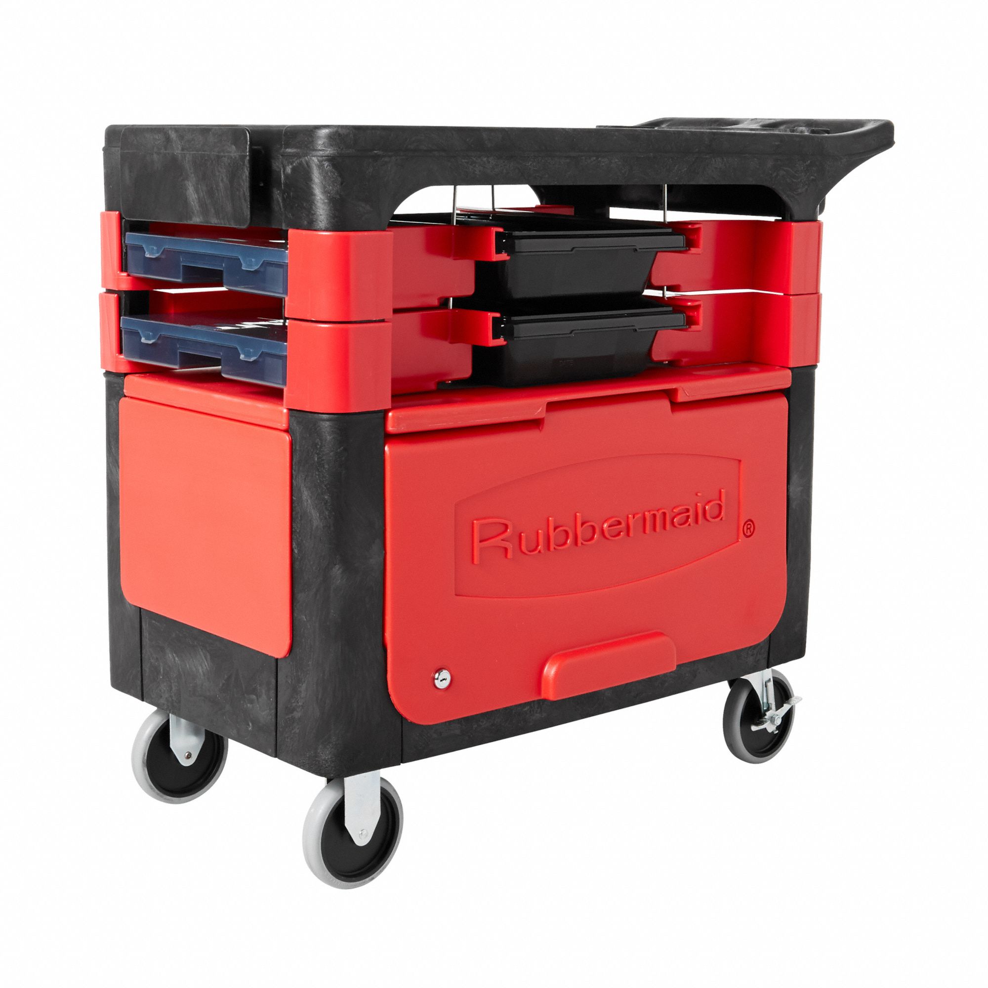 MOBILE CABINET WORKBENCH/UTILITY CART, 38 IN X 19¼ IN, PLASTIC, BLACK, 330 LB