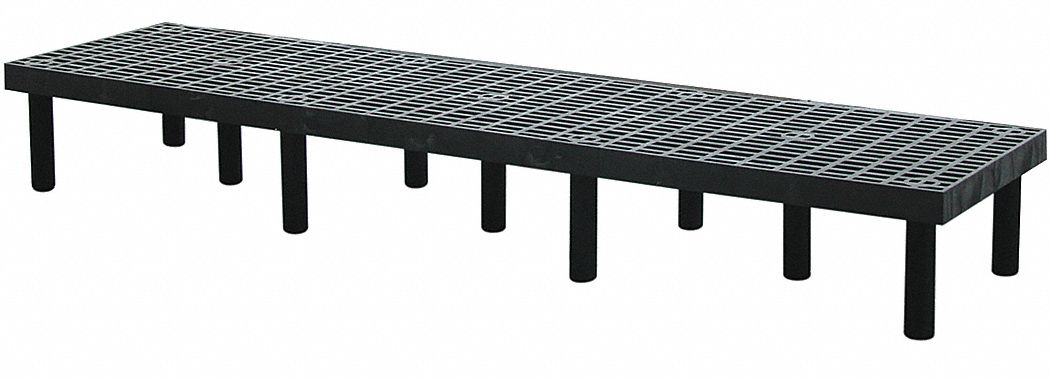 Dunnage Rack: Assembled, Snap-Together, 12 in x 24 in x 96 in, Polyethylene