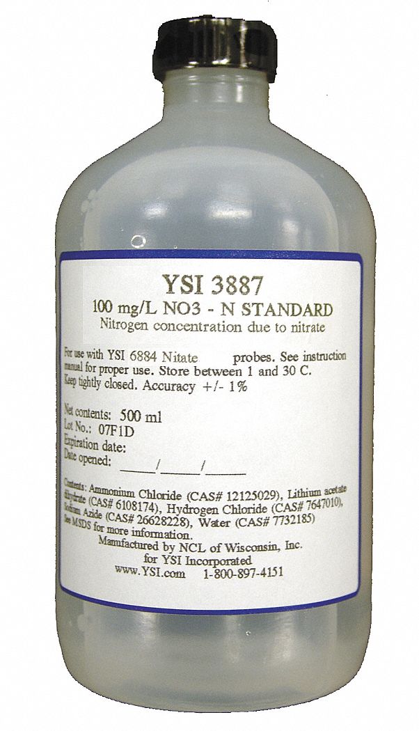 Ysi Calibration Solution Nitrate 1 Mg L Range 500 Ml Bottle 4uzd3 35 Grainger