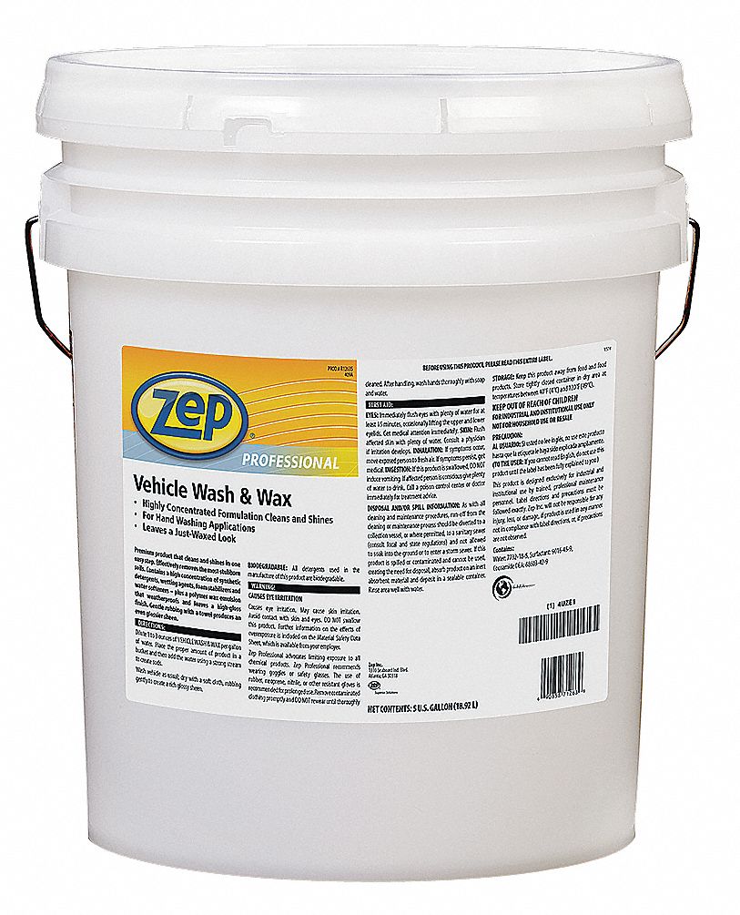 Vehicle Wash & Wax: Pail, Pink, Liquid, Wash and Shine, 5 gal Container Size