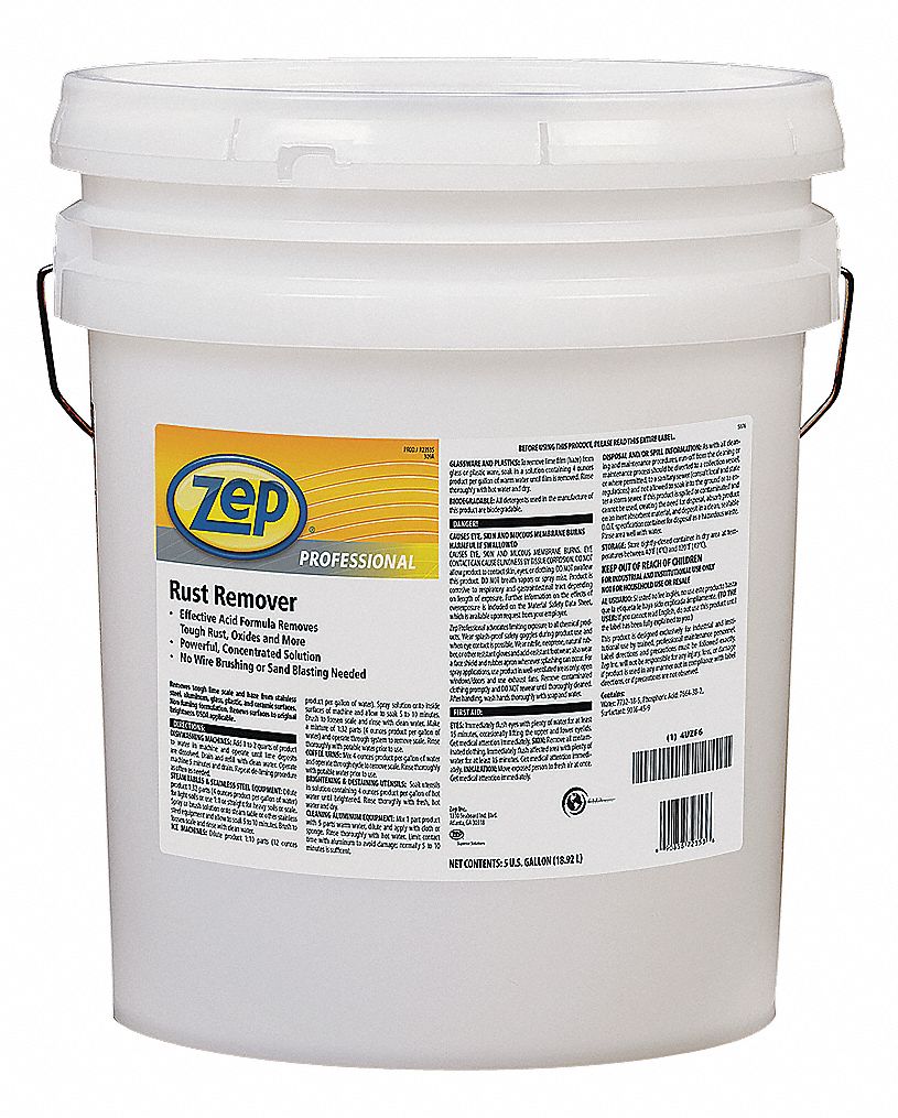 ZEP PROFESSIONAL Amber Rust Remover, 5 gal. Container Size - 4UZF6 ...