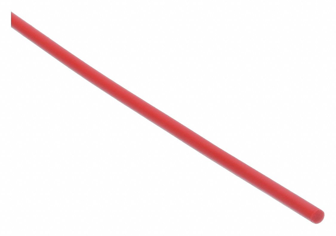 Plastic Welding Rod: HDPE, Std, Round, 5/32 in x 48 in, Red, 1 lb, 36 PK