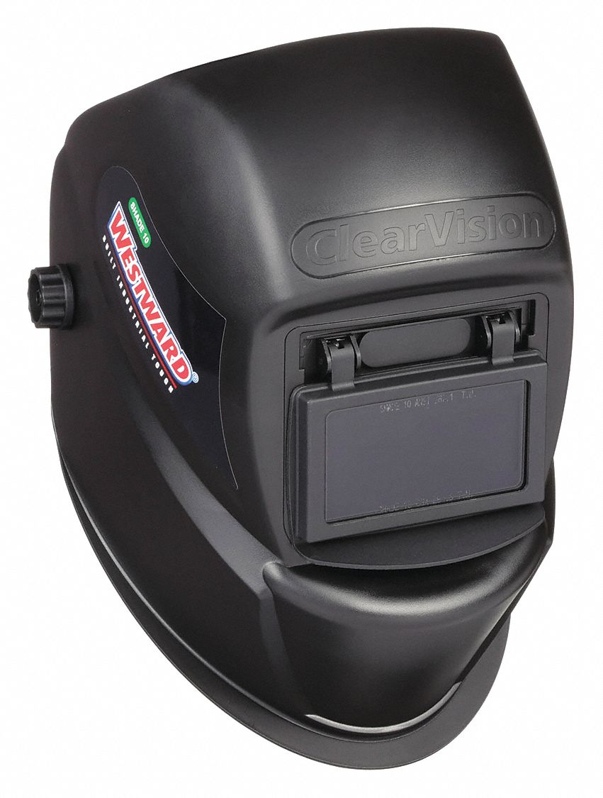 WELDING HELMET, PASSIVE, BLACK, W10, 3.86 X 2.09 IN, RATCHET, NYLON