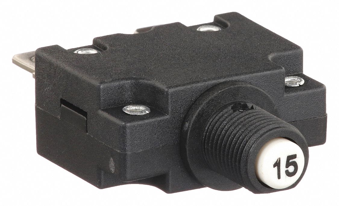 Panel Mount Circuit Breaker, Amps 15 A, AC Voltage Rating 125/250V AC