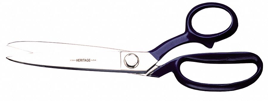 Industrial Shears: Right-Hand, 12 1/2 in Overall Lg, Straight, Steel, Fine, Blue
