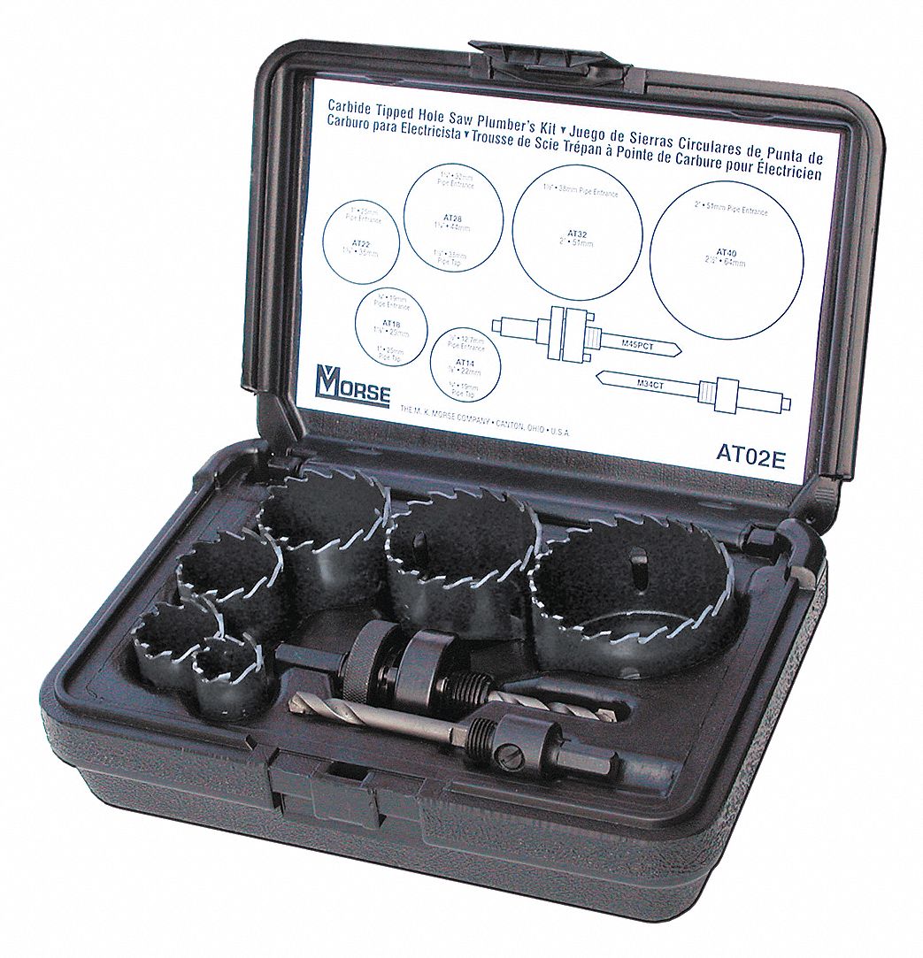 MORSE Electricians Hole Saw Kit, Carbide Tipped Tooth Material, Impact