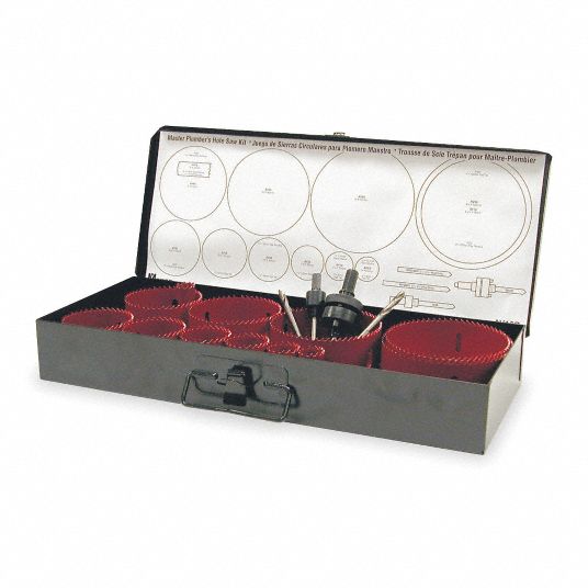 Plumbers Hole saw Kit, BiMetal Tooth Material, Impact Rated No Grainger