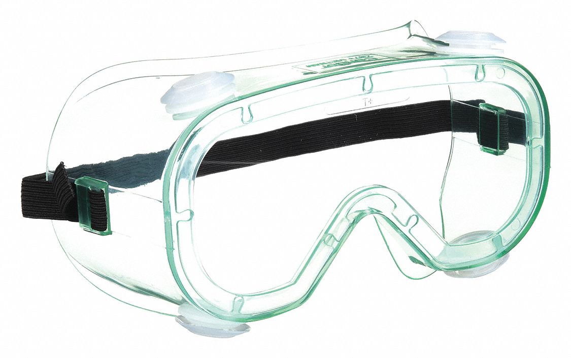 SAFETY GOGGLES, TRADITIONAL, PVC/PC, GREEN/CLEAR, UV, UNIVERSAL, UNISEX