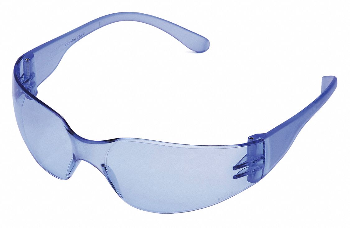 Crews Light Blue Safety Glasses Scratch-Resistant Wraparound 