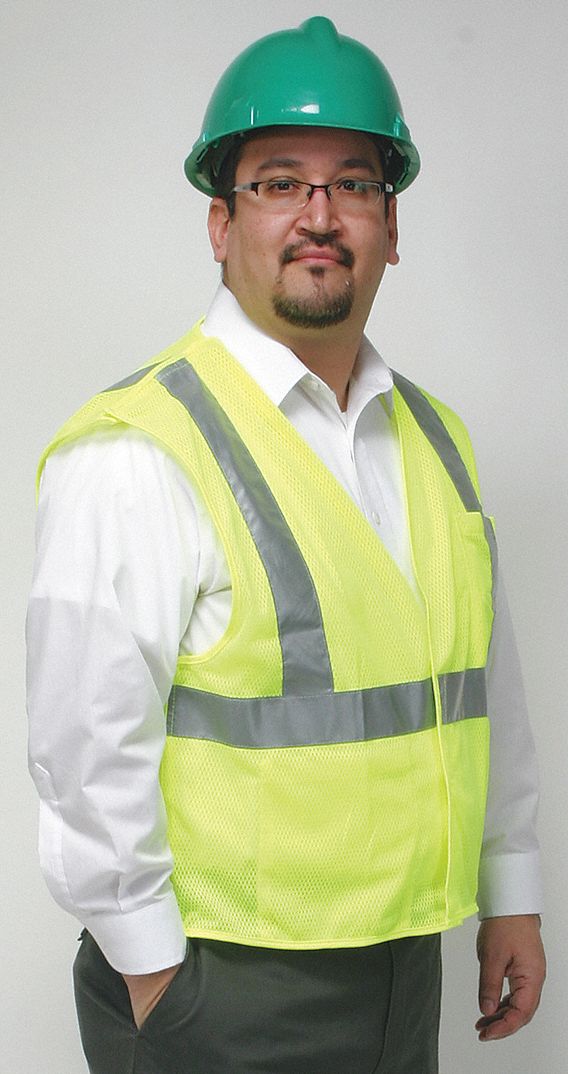 TEAR AWAY HI-VIS VEST, ANSI CLASS 2, 4XL, LIME, POLYESTER MESH, HOOK & LOOP