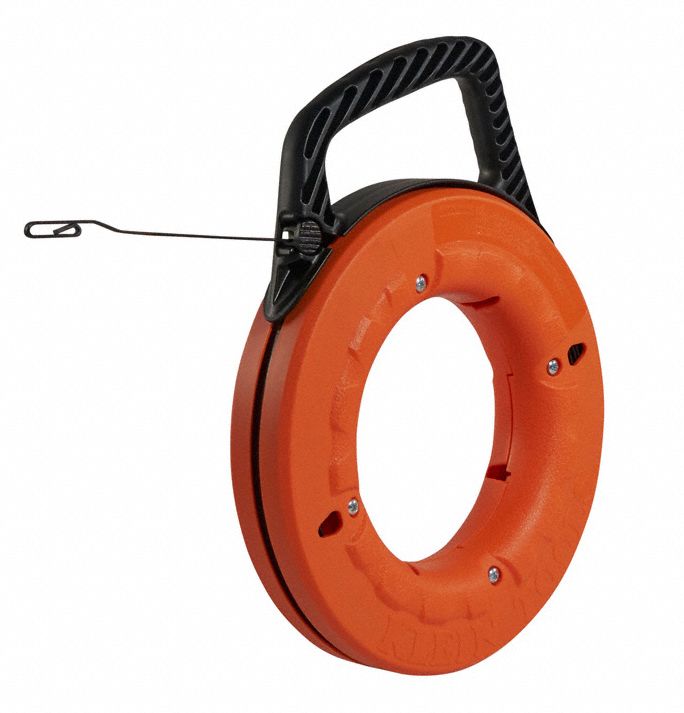 KLEIN TOOLS Marked Fish Tape: 65 ft Lg, Manual Wind Tape Retraction ...