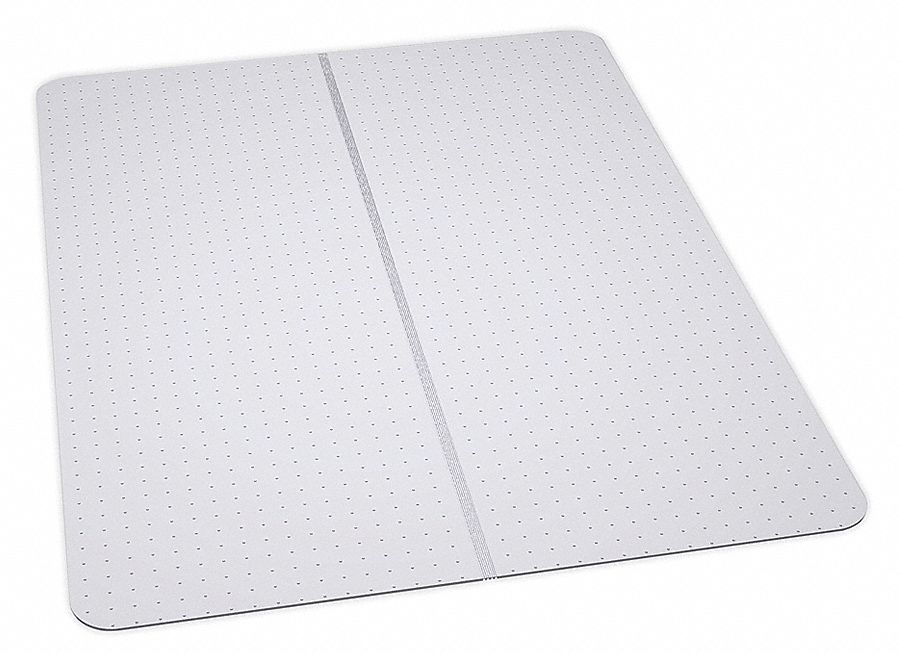 Folding Rectangle Chair Mat, Clear, For Carpet with Padding Up to 1/4 in Thick Grainger