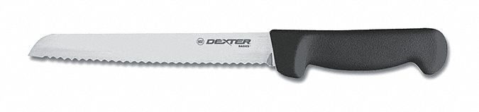 Bread Knife: Scalloped, 13 in Overall Lg, Steel Blade, Sanitary Polypropylene Handle