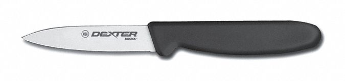 Paring Knife: Honed, 8 in Overall Lg, Steel Blade, Sanitary Polypropylene Handle